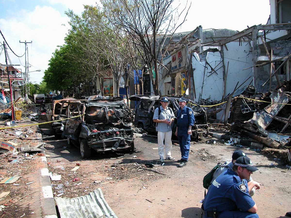 The site of the Sari Club bombing in Kuta, Bali, 12 October 2002
