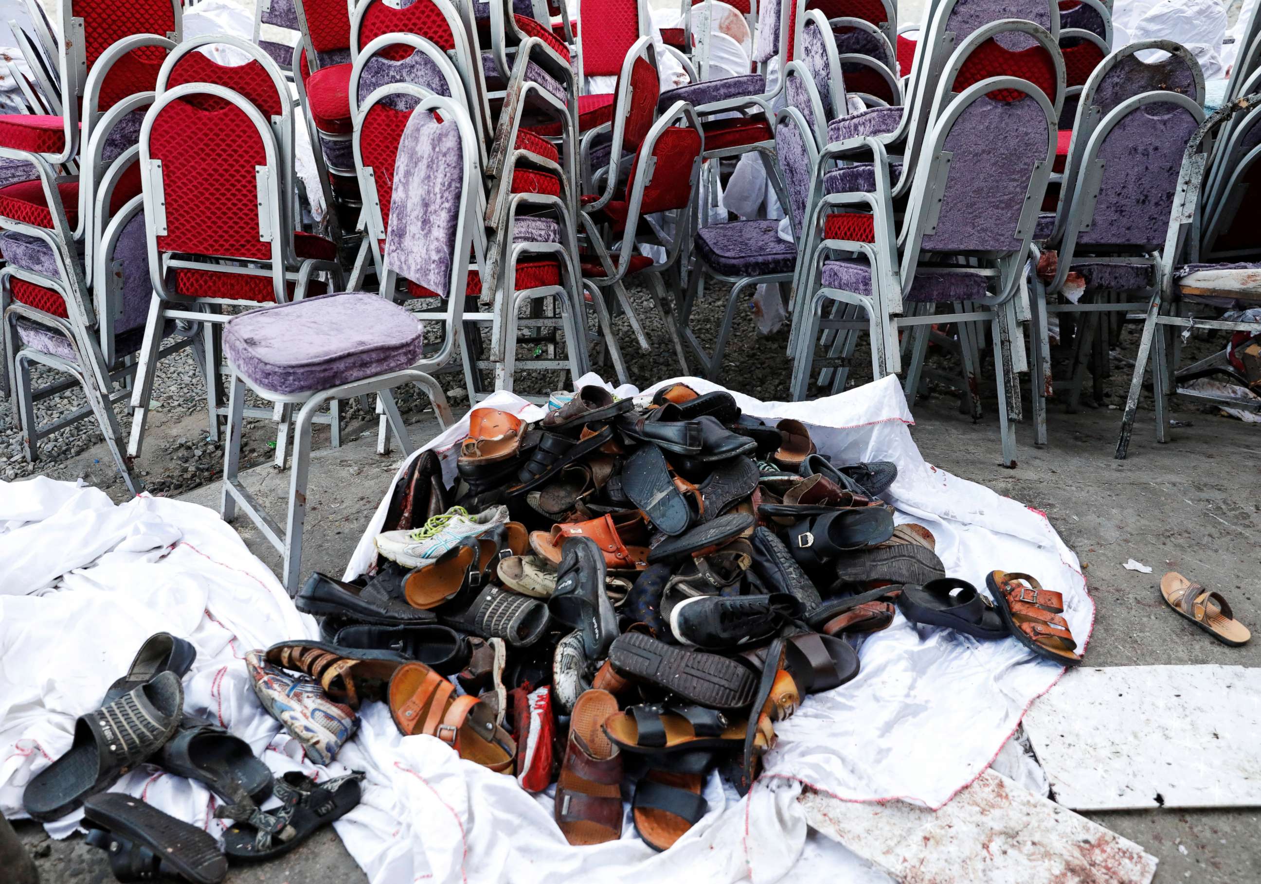 Aftermath of the 17 August 2019 attack on a wedding ceremony in western Kabul