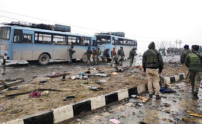 The site of the Pulwama car bombing that killed 40 CRPF personnel, 14 February 2019